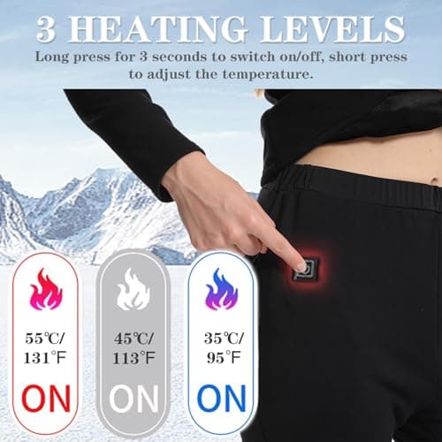 TOVCHEI Heated Thermal Underwear Set with APP Control Smart Electric Heating Long Johns Fleece Lined Base Layer,Black,XL — view 3