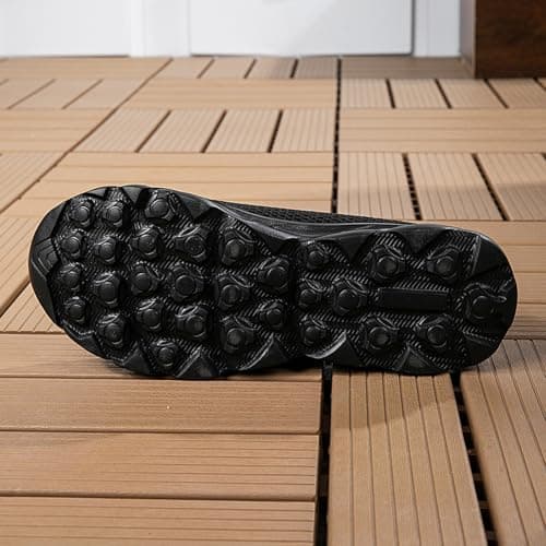 Men’s Slip On Walking Trainers with Cross Elastic Band Breathable Mesh Lightweight Cushioned Shoes for Summer Travel Outdoor Activities Black, Size 6 — view 2