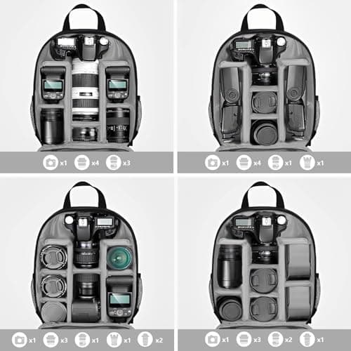 LN COZY CORNER Camera Backpack, Waterproof Photography Backpack with Anti-Theft Design, Professional Camera Bag for Travel, Lightweight & Durable, Fits Laptop, Tripod, and Accessories (Black) — view 5