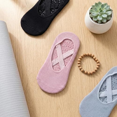 RJTCXJS 6 Pcs Non-Slip Grip Socks for Yoga Pilates — view 2