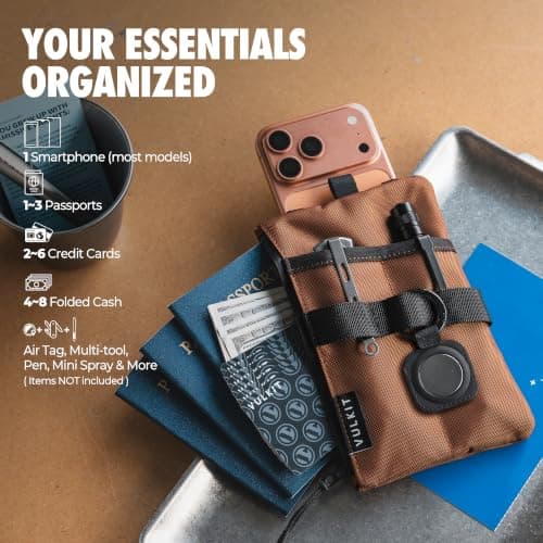 VULKIT Minimalist Travel Wallet RFID Blocking with Lanyard and Wrist Strap — view 3