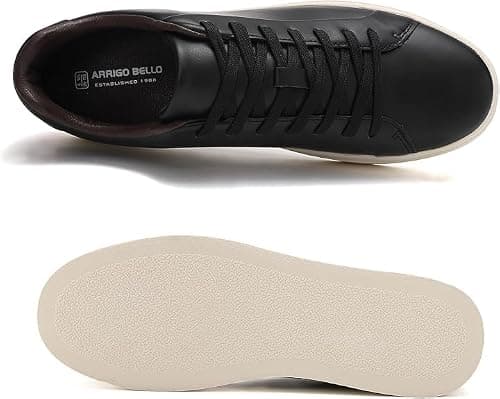 Men's Sneakers Casual Shoes Lightweight Leather White Black — view 5