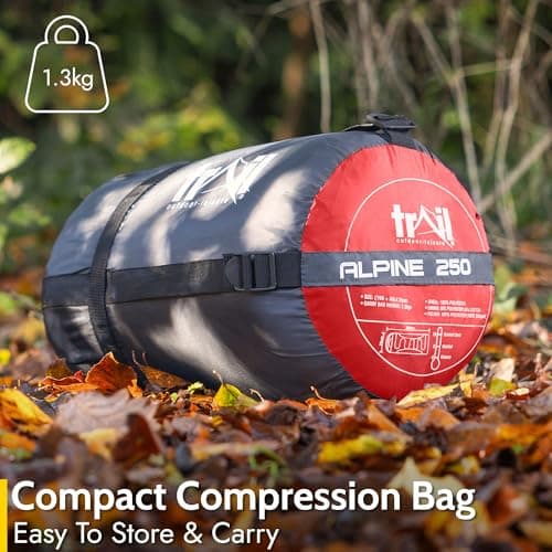 Trail Envelope Sleeping Bag With Snug Hood, Single Adult, 3 Season, Water-Resistant, Lightweight With Compact Bag, Outdoor, Camping, 250g Filling — view 6