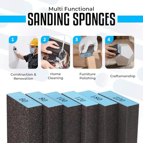 ZOPPER Sanding Sponge Set, 6-Pack Multi-Grit Sanding Blocks — view 2
