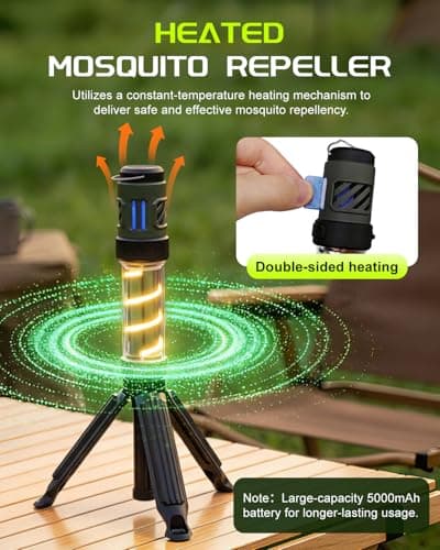 5000mAh Rechargeable Bug Repellent Lantern, 5 Lighting Modes & IPX5 Waterproof, Portable Outdoor Light with Mosquito Protection, for All‑Kinds Outdoor Activitie & Backyard Use (Refill Not Included) — view 6