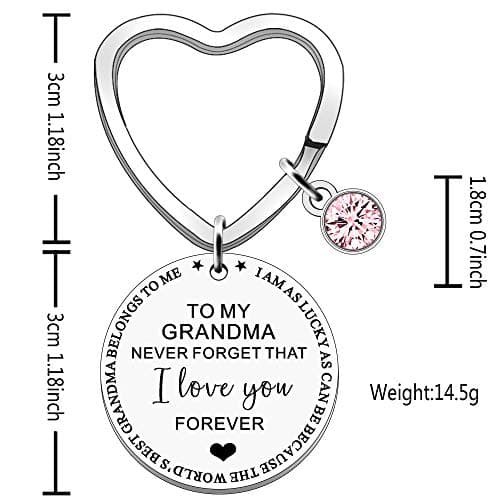 FMCC Grandma Gifts Keyring Mothers Day Gifts for Grandma Birthday Christmas from Grandchildren Never Forget That I Love You Forever — view 2