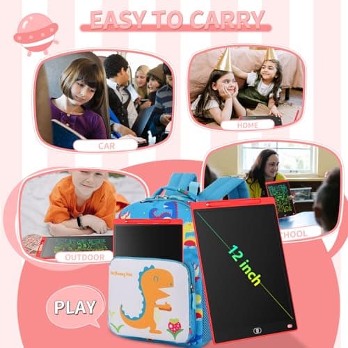 Genialba 12 inch LCD Writing Tablet - Colorful Screen Drawing Board for 2-6 Year Old Boys & Girls - Educational Toys for Birthday & Christmas (Red) — view 4