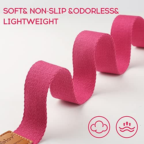 voidbiov D-Ring Buckle Yoga Strap 1.85 or 2.5M, Durable Cotton Adjustable Belt Perfect for Holding Poses, Improving Flexibility and Physical Therapy Rose — view 4