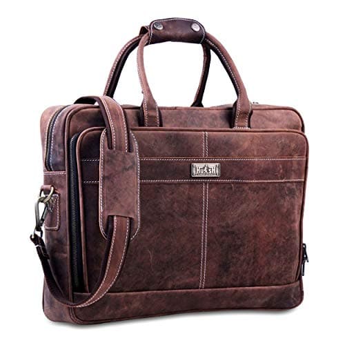 Leather Laptop Bag for Men – 18 Inch Messenger Bag with Padded Laptop Case