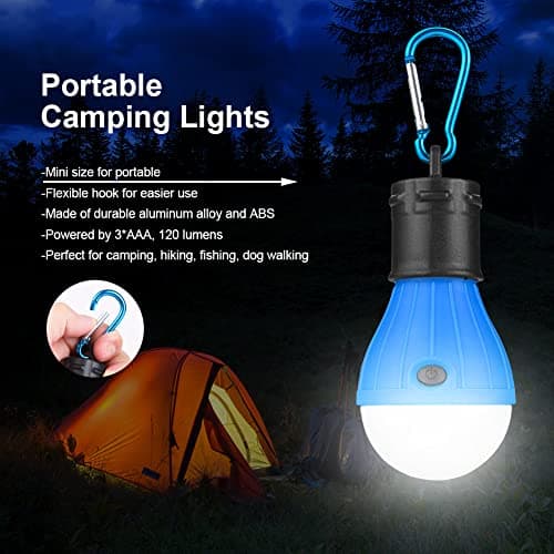 Flintronic Camping Lights, 5PCS LED Tent Lamp, 120 Lumens Camping Light Bulb, Tent Lantern with Clip Hook, Portable Emergency Light for Camping Hunting Hiking Fishing Mountaineering — view 3