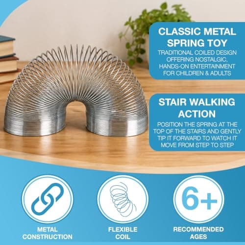 D.A.Y. Republic Metal Spring Coil Toy with 6.5 cm Diameter, Fidget Toy for Kids Adults, Sensory Toy for Autistic Children, Retro Theme, Silver, Large Size — view 3