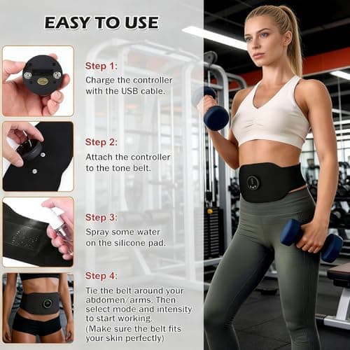 JDKJAG EMS Abdominal Toning Belt 3-in-1 Set, Rechargeable Muscle Stimulator with 12 Modes & 19 Intensities, Adjustable Fitness Belt for Core, Abs, Arms, Legs & Glutes, Portable Electric Toner — view 2
