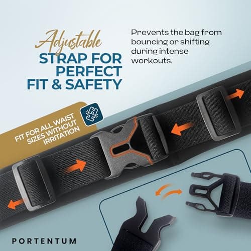 PORTENTUM Running Belt with Waterproof Adjustable Elastic Strap, Unisex Sweatproof waistpacks with Large Capacity, Perfect for Running and Outdoor Activities — view 5