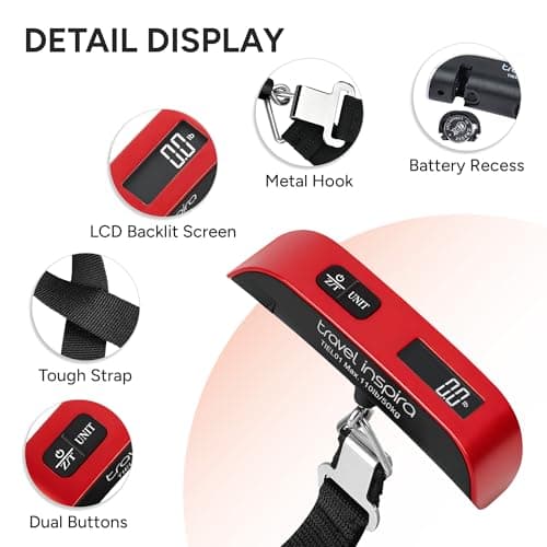 travel inspira Luggage Scale, Portable Suitcase, Weighing Scales (Red) — view 6