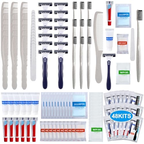Suclain 48 Sets Hygiene Kits for Homeless in Bulk Homeless Basic Toiletry Kits Care Package Supplies Individually Packed for Men Women Travel Charity Hotel Business