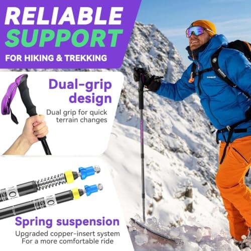 DOBESTS Telescopic Walking Poles 2 Pack, Hiking Poles 65-135 cm, Aluminum — view 3
