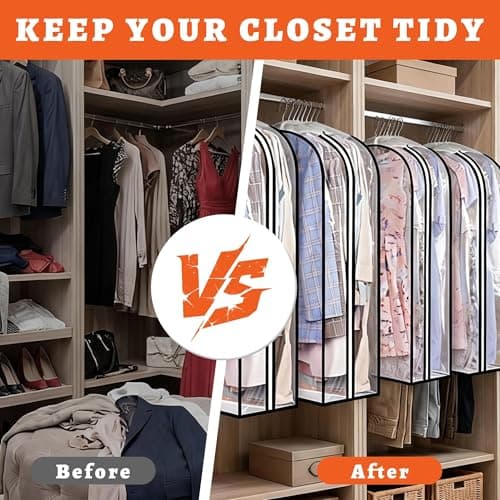 2Pcs Garment Bags Clear with Zipper for Open Closet. Full Clear Clothes Covers — view 3