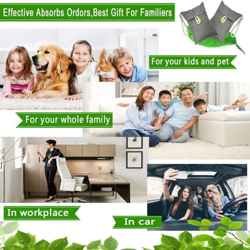Air Purifying Bag Activated Car Air Freshener Bamboo Charcoal Bags Nature Fresh Deodorizer Moisture Absorber for Bathroom Activated Odor Absorber For Shoes Fridge Pet Home（6Pack 100g Each） — view 4