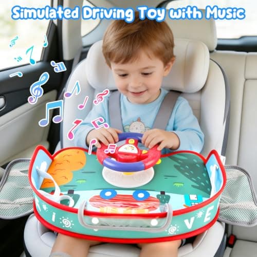 deAO Kids Steering Wheel Toys, Musical Car Seat Tray Pretend Driving Toy — view 3