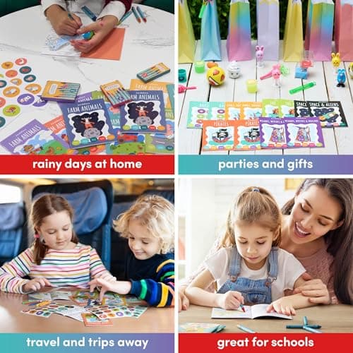 THE TWIDDLERS 24 Mini Colouring Books for Kids, A6 Pocket Size Party Bag Fillers, Assorted Fantasy Designs, Children’s Art Activity for Birthday Party Favours, Travel & Stocking Fillers — view 3