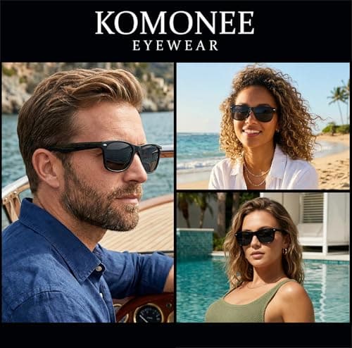 Komonee Drifter Sunglasses UV400 Protection Black Classic Style Retro Sun Shades Eye Glasses Unisex For Men Women Travel & Fashion – Lightweight Frame Fashion Eyewear Outdoors — view 4