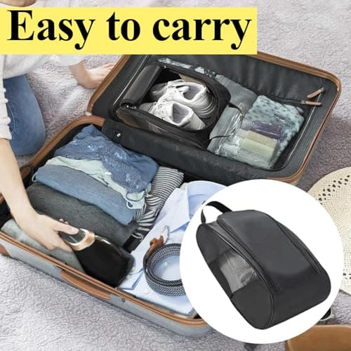 Golf Shoe Bag, Waterproof Football Boot Bag for Golf, Football, Rugby, Cricket, Travel, Gym, Storage, Black, 23 * 12 * 34 CM/9.05 * 4.72 * 13.38in — view 4