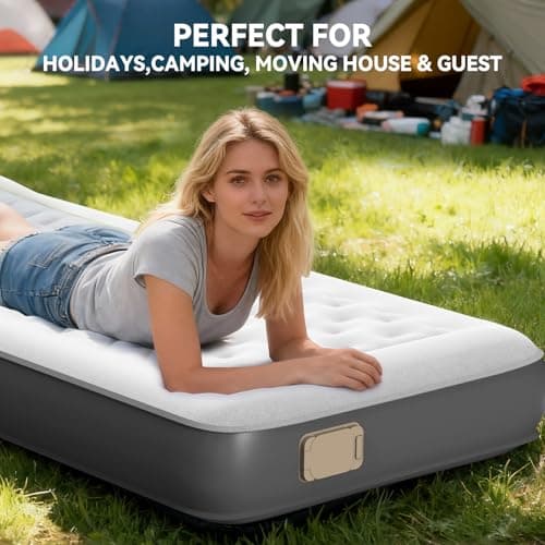 HiiPeak Single Inflatable Bed, 22cm Camping Air Mattress with Wireless Removable Built-in Pump, Blow Up Bed, Self Inflating Guest Bed All Night Stability, No Bad Smell for Tent Camping, Home, Guests — view 5