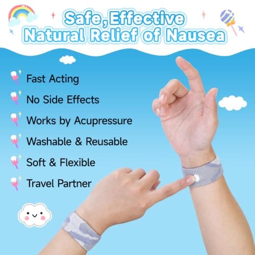MEIYYJ Travel Sickness Bands Cruise Accessories Must Haves Sickness Bands for Children Gifts for Sea Sickness Wristbands Travel Sickness Kids Wristbands Cruise & Sea Travel Essentials-Camo Blue/Gray — view 4