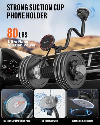 APPS2Car Cell Phone Car Mount for MagSafe, 14'' Windshield Phone Mount — view 4