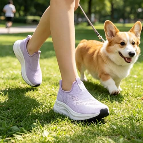 Womens Trainers Hands Free Slip on Walking Running Sneakers Purple Size 5 — view 3