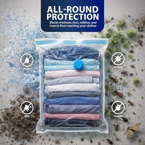 Right Pack Vacuum Storage Bags 12 Pack | Vacuum Storage Bags for Clothes | Airtight & Reusable Vacuum Bags | Space Saving Bags for Clothes, Pillows & More | Large 50 x 70 CM — view 3