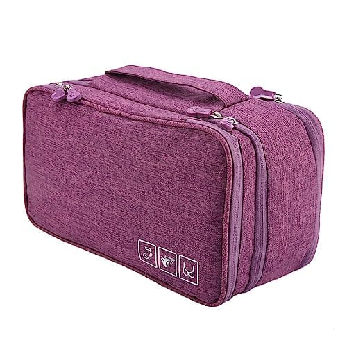 HEEPDD Storage Bag Portable Travel Storage Organizer, Polyester, Large Capacity for Bra, Underwear, Socks, 28x16x12.5cm, Black Grey Purple Navy Supplies (Purple) — view 5