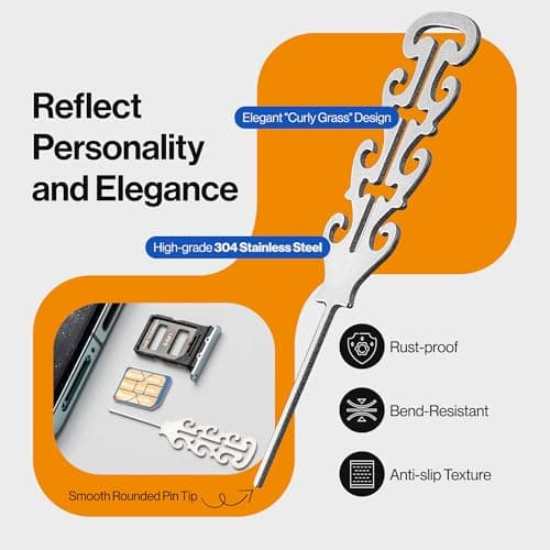 Bangcheer 10PCS SIM Card Removal Tool Set, Engraved Stainless Steel SIM Ejector Pins with Lanyard, Universal SIMcard Tray Opener for iPhones, Samsung, iPads, WiFi Routers, Tech Gift — view 2
