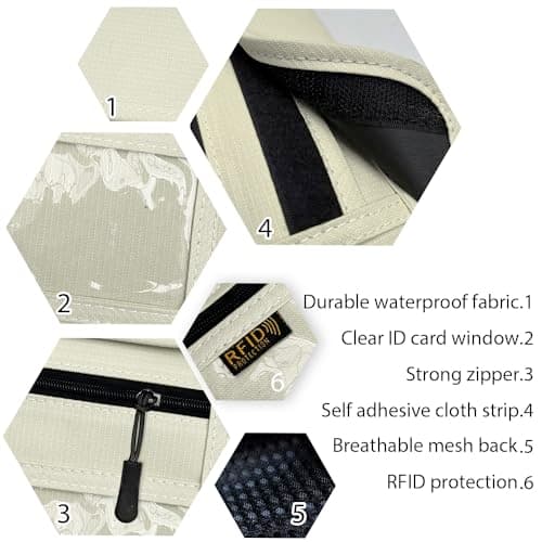 RFID Blocking Travel Neck Wallet Pouch and Passport Holder，Travel Neck Pouch Passport Holder for Women & Men, beige, 8 inches x 6 inches x 0.3 inches, Minimalist — view 5