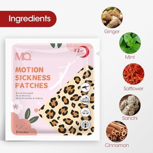 MQ Motion Sickness Patches-33 Count,Travel Sickness Patches Non-Drowsy,Fast Acting & Long Lasting 72H,Sea Sickness Patch for Cruise,Car, Air Travel,Leopard Pattern — view 4