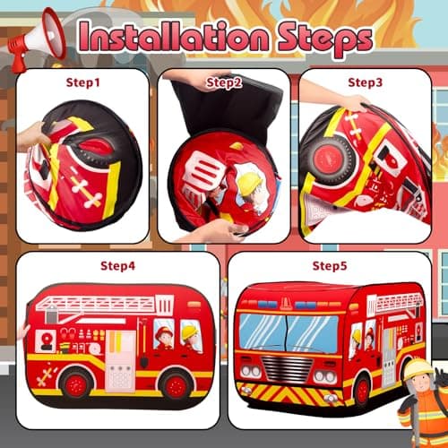 deAO Pop Up Play Tent for Boys and Girls Outdoor Activities for Children and Kids Parties (Red) — view 4