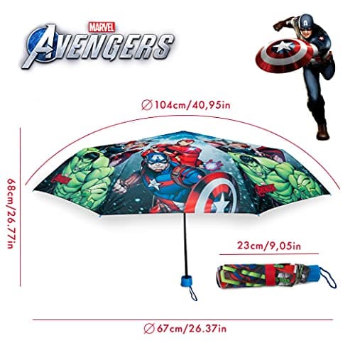 BONNYCO Kids Umbrella Windproof Strong, Avengers. Compact Umbrella Kids for Bag, Backpack or Travel. Folding Brolly with Reinforced Structure, Mini Pocket Brolly. Original Gifts for Boys Avengers — view 2
