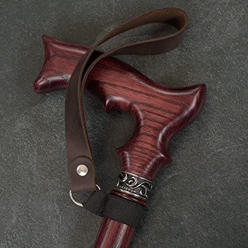 Asterom Handmade Leather Cane Strap - Stylish Wrist Strap for Canes and Walking Sticks, Brown, 1 Count (Pack of 1) — view 6