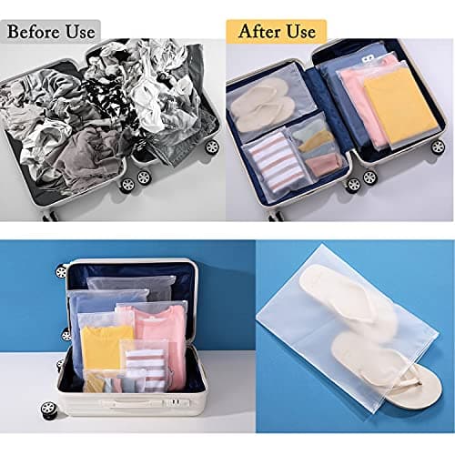 TSHAOUN 25pcs Travel Storage Bags Set, Reusable Saving Space Plastic Ziplock Seal Clothes Bags Frosted Waterproof Multifunctional Luggage Storage Pouch for Clothes, Shoes, Cosmetics (5 Size) — view 4