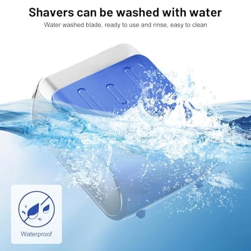 Mini Mens Shavers Electric Cordless Rechargeable, Travel Razor, Mens Razors for Shaving, Wet & Dry Head Shavers, Beard Trimmer (Blue) — view 3