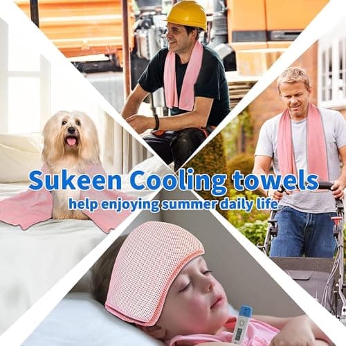 Sukeen 4 Pack Cooling Towel (40''x12'') Sweat，Quick-Drying Neck Cooling Wraps，Soft & Breathable Chilly Sports Towel Yoga，Sport，Running，Cooking，Macaron Pink/Macaron Blue/Lavender/Mint Green，4pcs — view 5