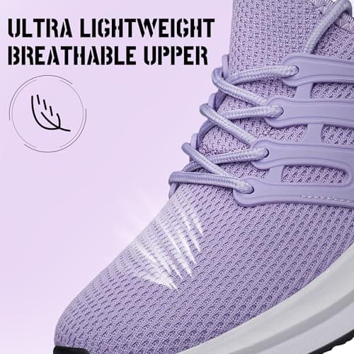Womens Walking Trainers Lace up Sports Running Shoes Non Slip Purple 8.5 — view 4