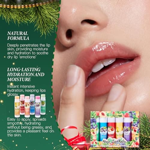 6PCS Lip Balm Set - Fruit Flavored Hydrating Lip Care for Chapped Lips, Non-sticky Long-Lasting Moisture, Mini Lip Mask Moisturiser Travel Size Lip Care Gifts for Women Girls — view 3