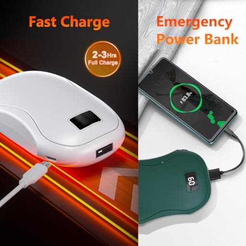 Hand Warmers Rechargeable, Electric Handwarmers Portable Pocket Hand Warmer 3 Heating Modes USB Electric Split Rechargeable Hand Warmer for Men Women Outdoor Sports, Camping, Christmas (Black) — view 4