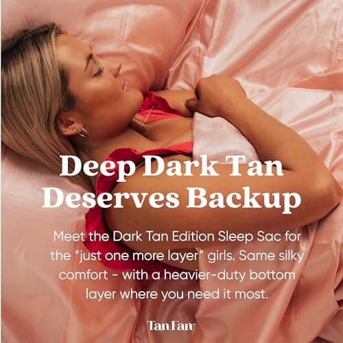 Self Tan Sleep Sac – Dark Tan Edition (Pink) – Protect Sheets from Dark Tanner - No Transfer Guarantee – 100% Silky Cool, Thicker Bottom, Lightweight Top, Foot Openings – Large Roomy Comfy — view 3