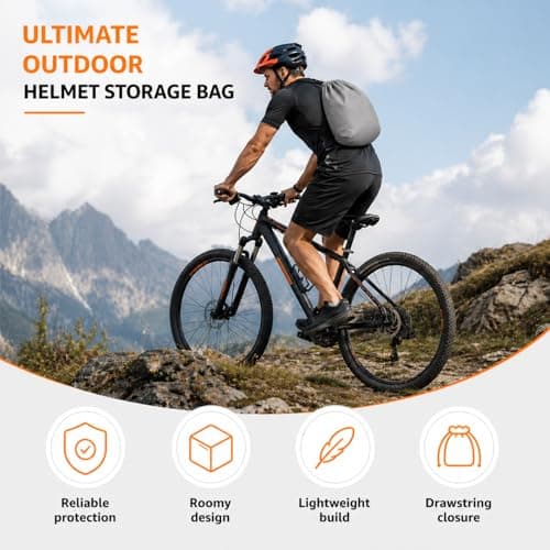 XONWW 2 PCS Helmet Bag, Lightweight Motorcycle Ski Helmet Bag Folding Large Storage Helmets with Drawstring for Sport Riding Travel Skiing (Black, Grey) — view 5