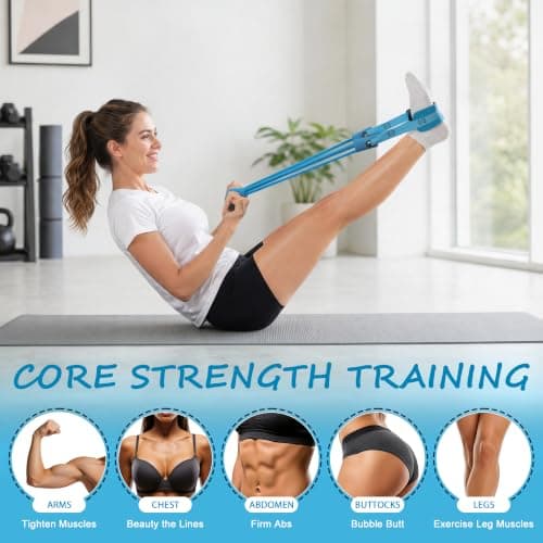 CAPASTEC Pedal Resistance Band, 8-Tube Multifunctional Resistance Bands with Handles, Full Body Workout Tool, Blue — view 2