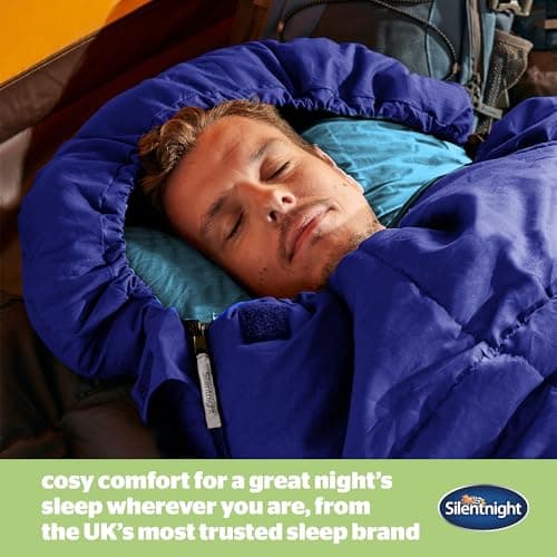 Silentnight Sleeping Bag for Adults - 3 Season Lightweight Soft Thick Cosy Warm Mummy Sleeping Bag for Spring Summer Camping Hiking Outdoor Travel for Warm and Cold Weather - Blue — view 2