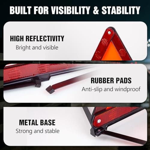 XOOL Emergency Warning Triangle Kit – Roadside Safety Kit with Reflective Warning Triangles, High-Visibility Safety Vests, Storage Bag & Gloves for Car Breakdowns & Emergencies — view 6