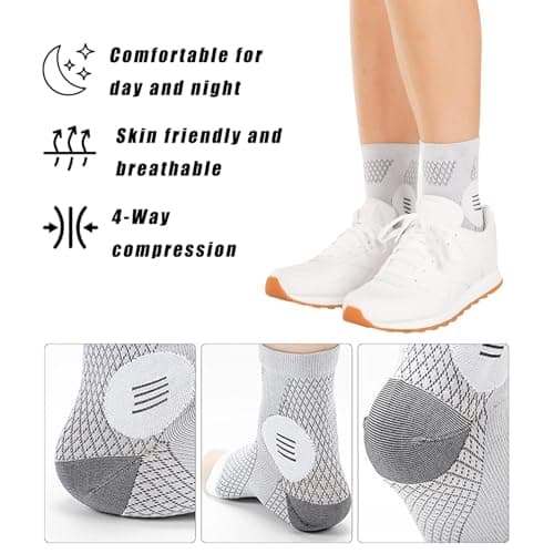 2 Pair Compression Socks, Functional Aid Socks for Neuropathy Pain Relief, Foot Pain Relief, and Improved Circulation, Ankle Compression Socks for Men Women, Grey (S/M) — view 3